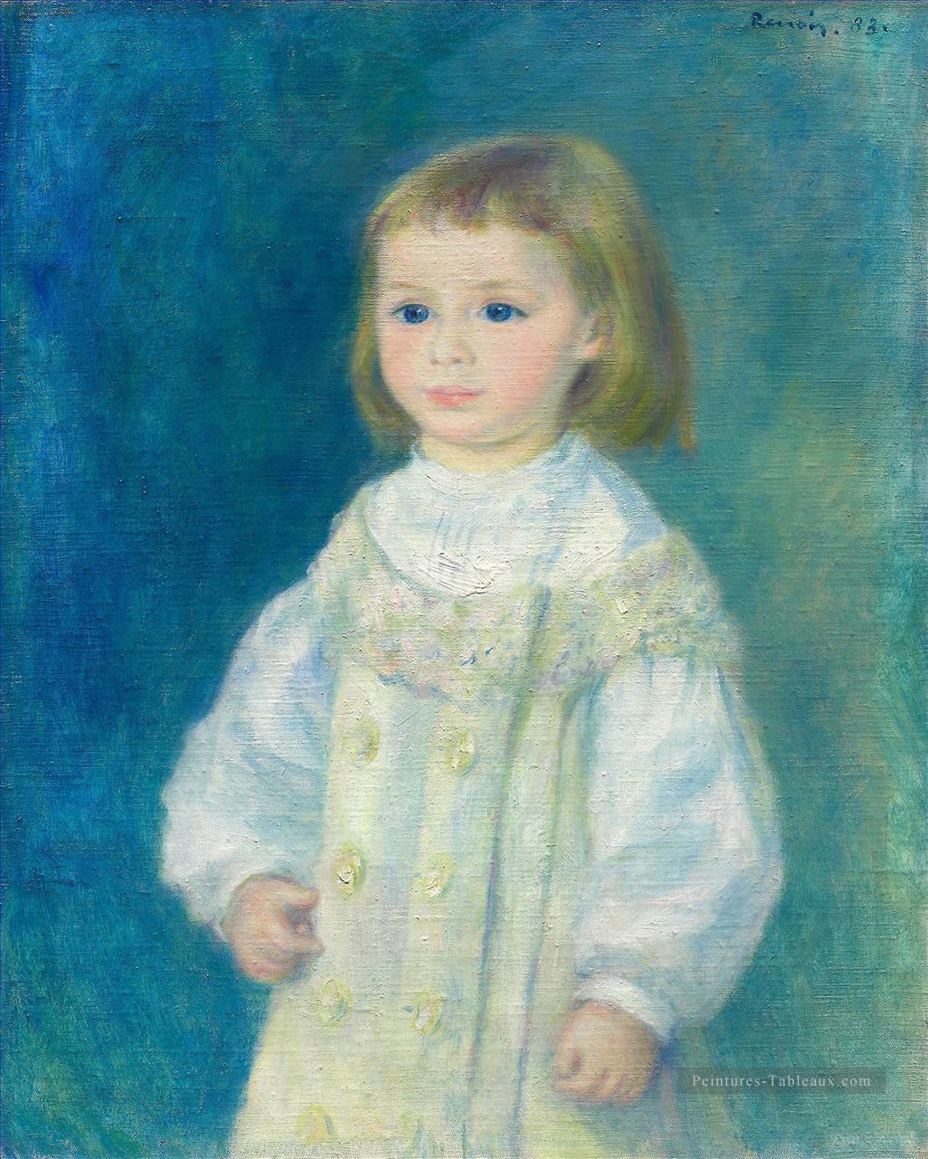 Lucie Berard enfant en blanc par Pierre Auguste Renoir Peintures à l'huile